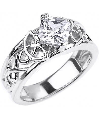 Elegant Sterling Silver Celtic Trinity Knot Princess Cut $20.25 Rings