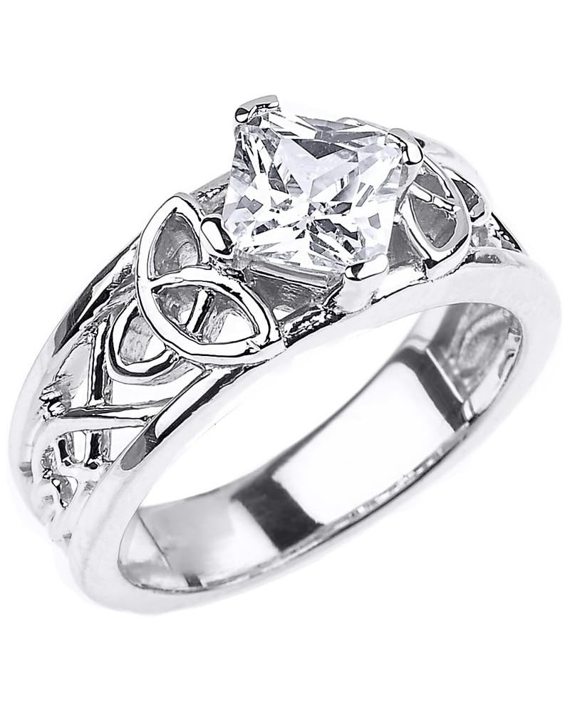 Elegant Sterling Silver Celtic Trinity Knot Princess Cut $20.25 Rings