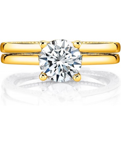 1.6Ct Moissanite Engagement Bridal Set Carved Scrolls Halo Wedding Ring 18K Gold Silver $53.65 Sets