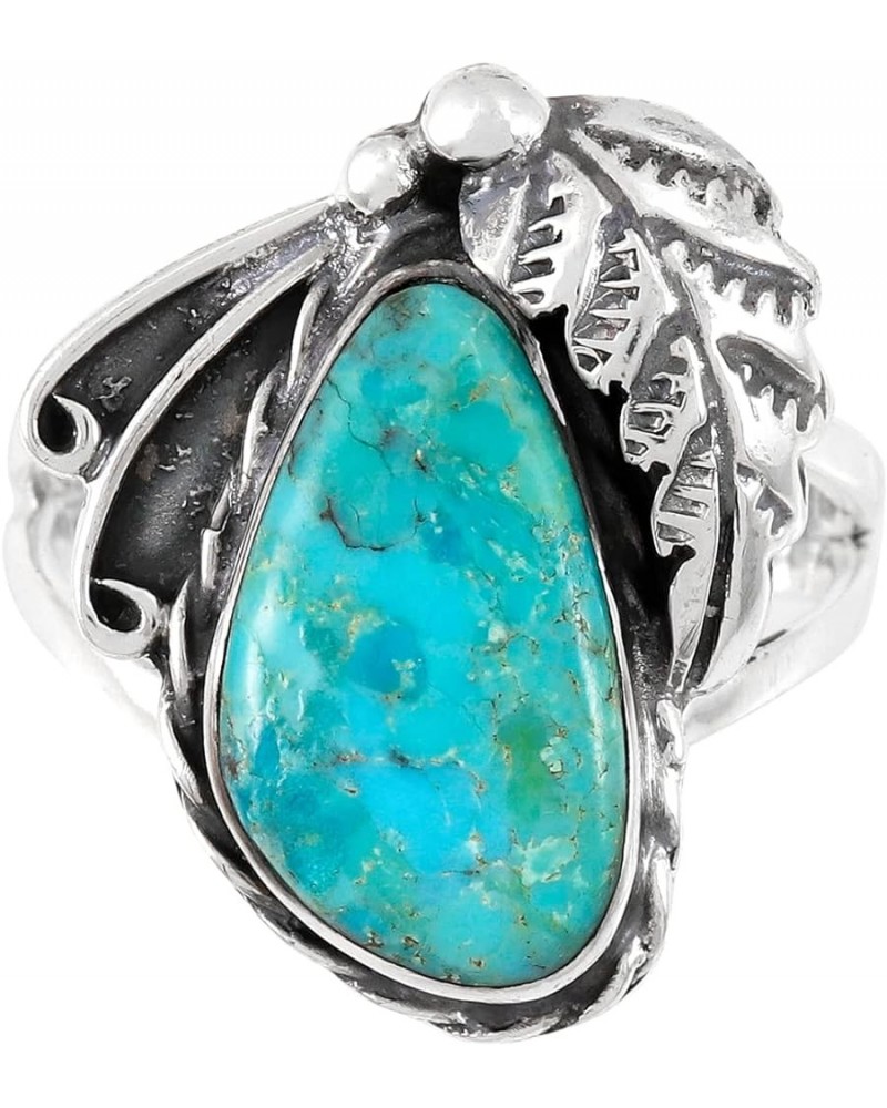 Turquoise Ring Sterling Silver 925 Genuine Gemstones Size 6 to 11 Turquoise $25.96 Rings