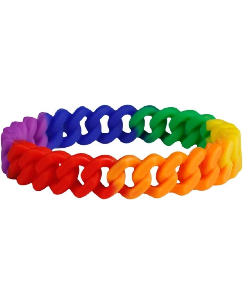 | Pride Silicone Bracelet - Support Pride Causes - LGBTQ+ Rainbow Bracelet for Women & Men (1 Bracelet) Rainbow Chain Link Br...