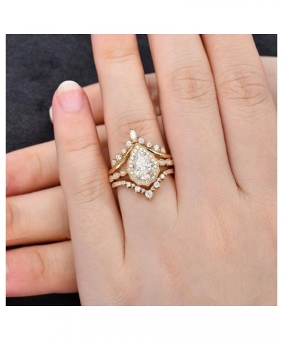 S925 10k/14k/18k Gold 1.25CT Pear Shaped Moissanite Engagement Ring Set for Women 3pcs Moissanite Bridal Set Art Deco Cluster...