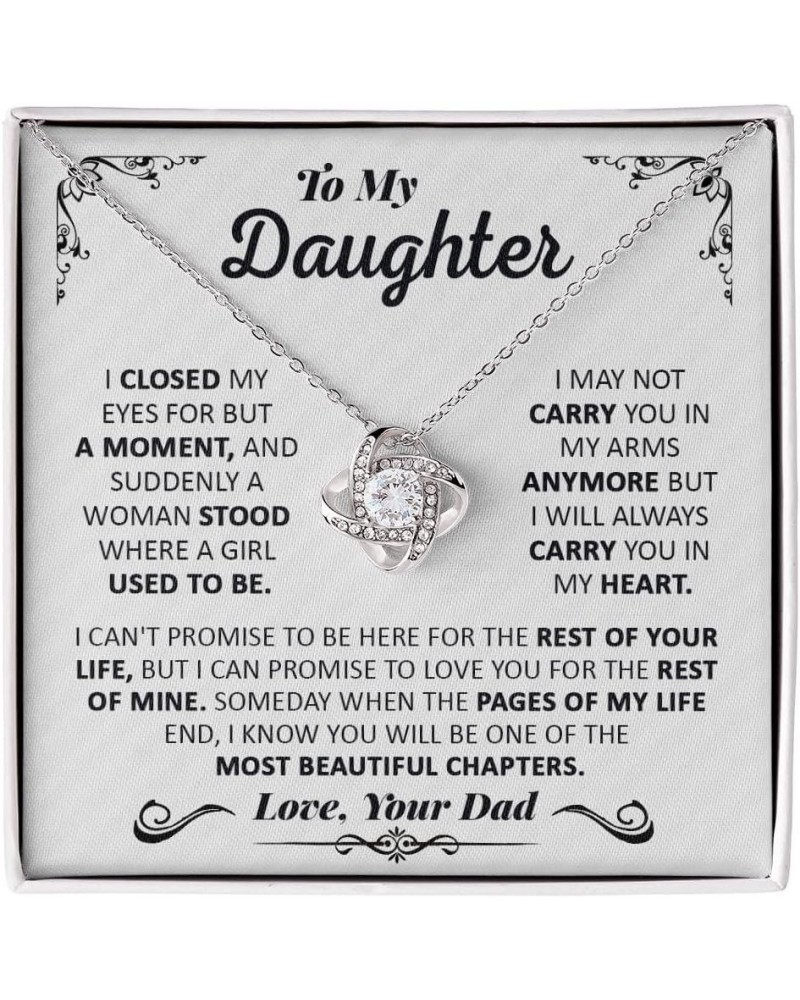 Daughter Gifts From Dad,To My Daughter Lion Dad And Daughter Necklace, Love Knot Necklace Birthday Gift for Daughter From Dad...