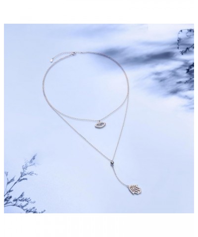 Layered Necklaces for Women S925 Sterling Silver Chokers Necklace for Women Circle/Heart/Double Circle/Cross/Star/Evil Eye Ne...