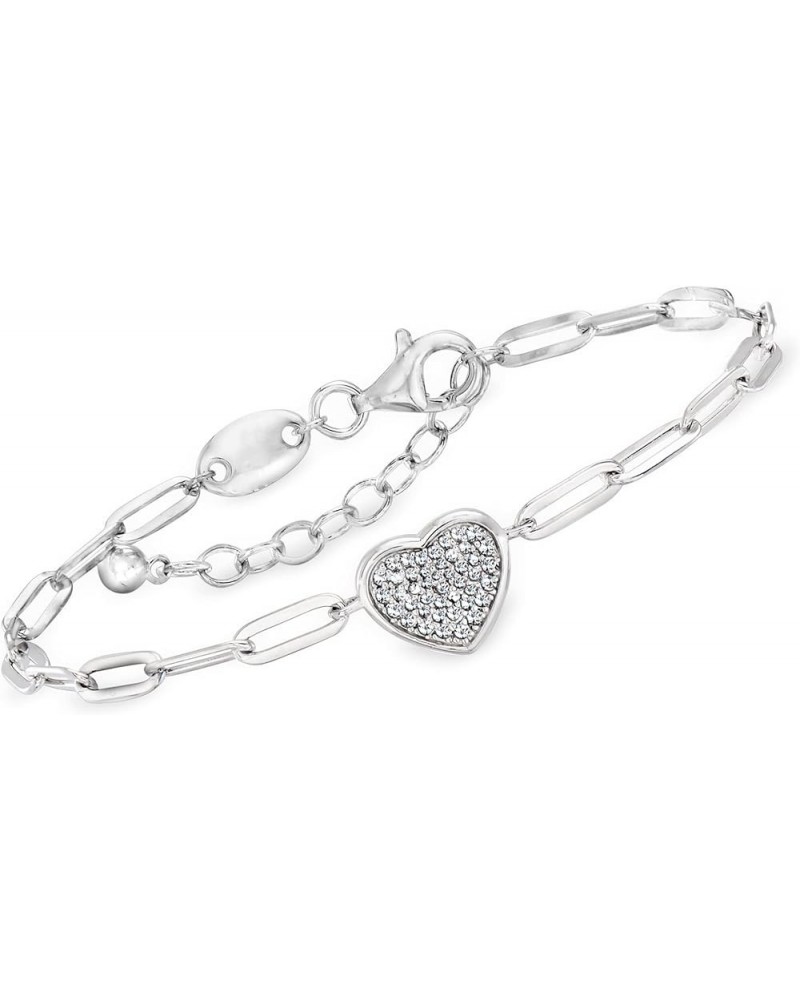 Charles Garnier .28 ct. t.w. CZ Heart Paper Clip Jewelry Bracelet 7.0 Inches $45.00 Necklaces