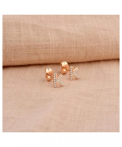 Champagne Gold Initial Earrings for Girls Women, Alphabet Letter Hypoallergenic CZ Stud Earrings, Dainty Gold Stud Earrings F...