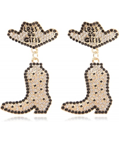 Cowgirl Earrings Sparkly Rhinestone Earrings Bead Boots Hat Dangle Earrings Western Earrings Let's Go Girls Earrings Vacation...