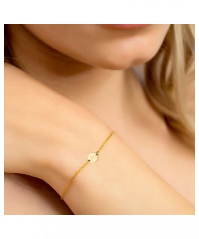 18K Gold Plated Stainless Steel Initial Bracelet Personalized Letter Charm Bracelet Small Dainty Disc Monogram Name Bracelet ...