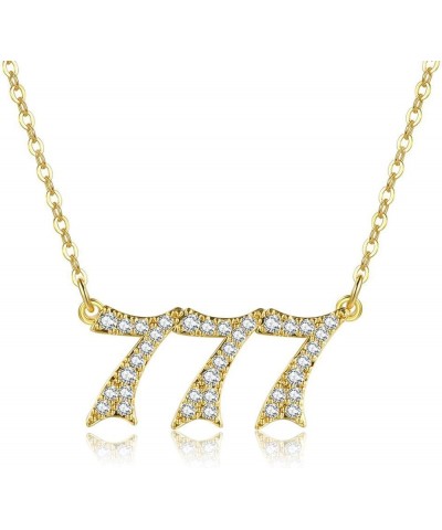 Angel Number Necklace Gold Plated Cubic Zirconia 111 222 333 444 555 666 777 888 999 Necklace Numerology Jewelry Gold777 $11....