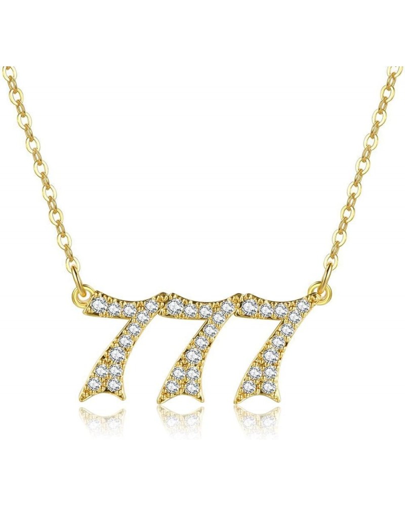 Angel Number Necklace Gold Plated Cubic Zirconia 111 222 333 444 555 666 777 888 999 Necklace Numerology Jewelry Gold777 $11....