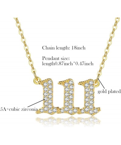 Angel Number Necklace Gold Plated Cubic Zirconia 111 222 333 444 555 666 777 888 999 Necklace Numerology Jewelry Gold777 $11....