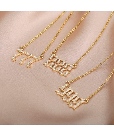 Angel Number Necklace Gold Plated Cubic Zirconia 111 222 333 444 555 666 777 888 999 Necklace Numerology Jewelry Gold777 $11....