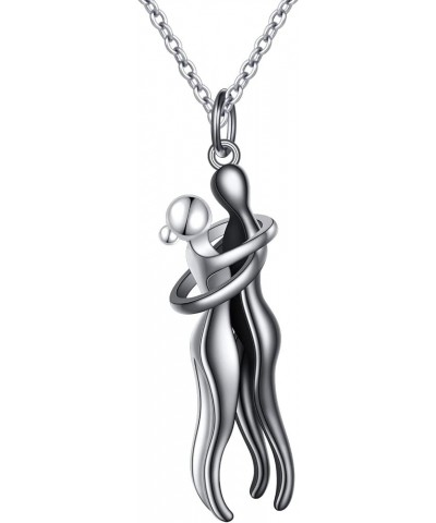 Hug Couple Necklace S925 Sterling Silver Hugging Necklace Anniversary Jewelry for Him and Her,Lover Valentines day gift Hug $...