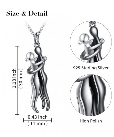 Hug Couple Necklace S925 Sterling Silver Hugging Necklace Anniversary Jewelry for Him and Her,Lover Valentines day gift Hug $...