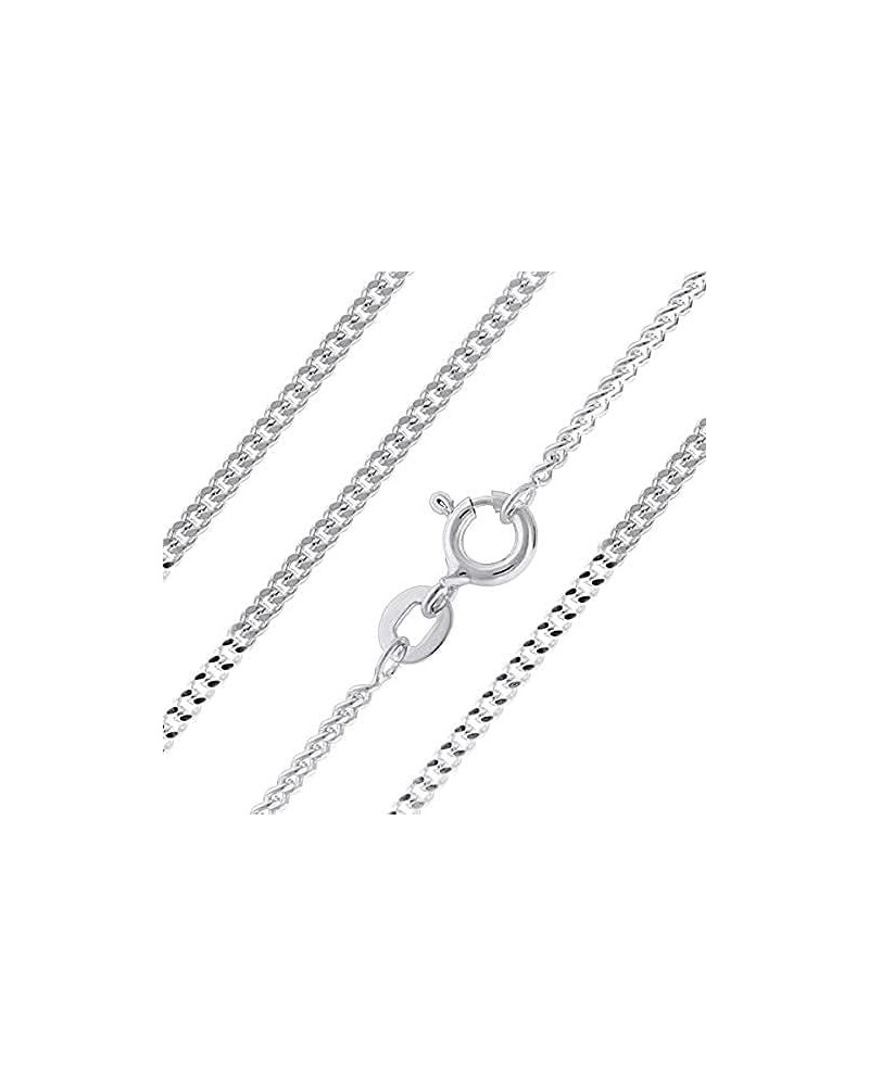 Jewellery 925 Sterling Silver Necklace - 2mm Diamond Cut Curb Chain | 16, 18, 20, 22, 24" Chain | For Layered Looks, Gifts or...