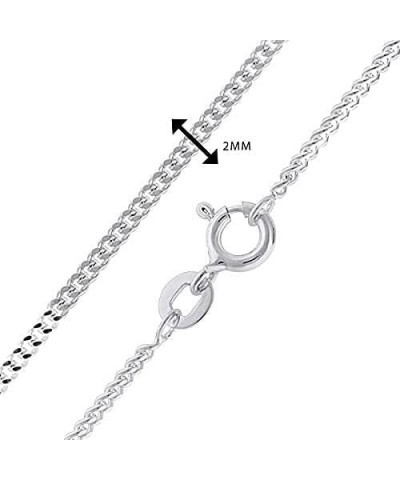 Jewellery 925 Sterling Silver Necklace - 2mm Diamond Cut Curb Chain | 16, 18, 20, 22, 24" Chain | For Layered Looks, Gifts or...