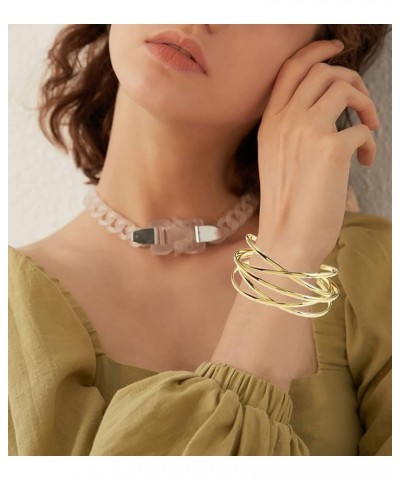 1-8 Pcs Cuff Bangle Bracelet for Women Open Wide Wire Bracelets Gold Wrist Cuff Wrap Bracelet E:DPC $11.75 Bracelets