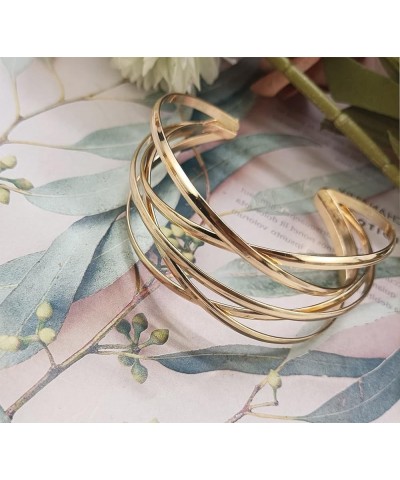 1-8 Pcs Cuff Bangle Bracelet for Women Open Wide Wire Bracelets Gold Wrist Cuff Wrap Bracelet E:DPC $11.75 Bracelets