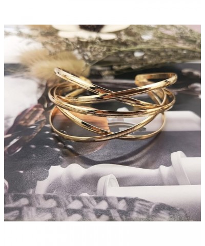 1-8 Pcs Cuff Bangle Bracelet for Women Open Wide Wire Bracelets Gold Wrist Cuff Wrap Bracelet E:DPC $11.75 Bracelets