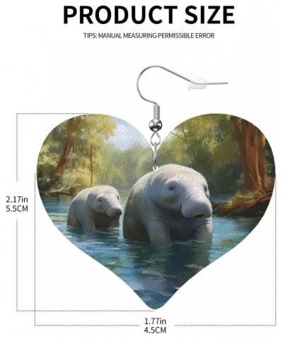 West Indian Manatees pattern Fashion Heart earrings Pendant Stylish and light Lightweight Dangle for Women Girls $11.84 Earrings