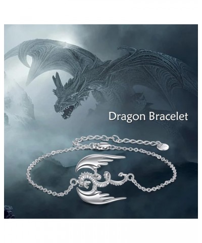 Viking Dragon Bracelet Sterling Silver Legendary Dragon Religious Jewelry Gift for Women Men $14.80 Bracelets