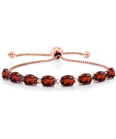 18K Rose Gold Plated Silver Red Garnet Bracelet and Earrings Jewelry Set For Women (8.70 Cttw, Gemstone January Birthstone, O...