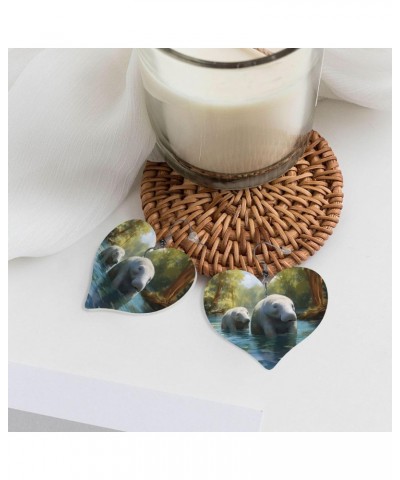 West Indian Manatees pattern Fashion Heart earrings Pendant Stylish and light Lightweight Dangle for Women Girls $11.84 Earrings