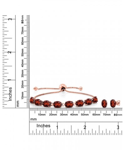 18K Rose Gold Plated Silver Red Garnet Bracelet and Earrings Jewelry Set For Women (8.70 Cttw, Gemstone January Birthstone, O...