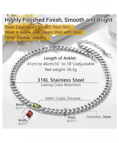 Gorgeous Cubic Zirconia 7mm Cuban Link Choker 16 inch, Customize Birthstone Chain Jan - Dec 12 Months Available, Silver/Gold/...