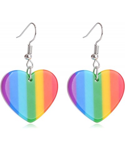 LGBT Rainbow Earrings for Women Gay Pride heart Star Dangle Drop Earrings Rainbow Heart Star Dangle Earrings Colorful Lesbian...