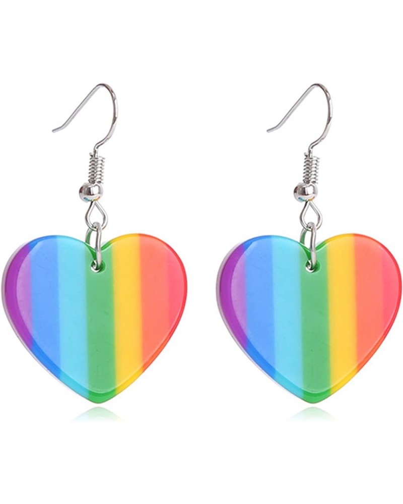 LGBT Rainbow Earrings for Women Gay Pride heart Star Dangle Drop Earrings Rainbow Heart Star Dangle Earrings Colorful Lesbian...