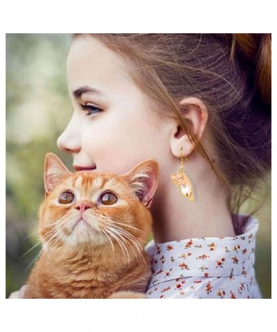 6 Pairs Cute Anime Cat Dangle Earrings Set for Women Girls Funny Aesthetic Animal Floral Teacup Cat Earrings Cartoon Kitten D...