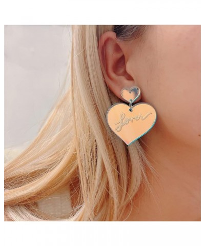 Pink Heart Earrings for Women Girl Unique Lover Heart Earrings Dangle Taylor Lover Earrings Arylic TS Lover heart Shaped Earr...