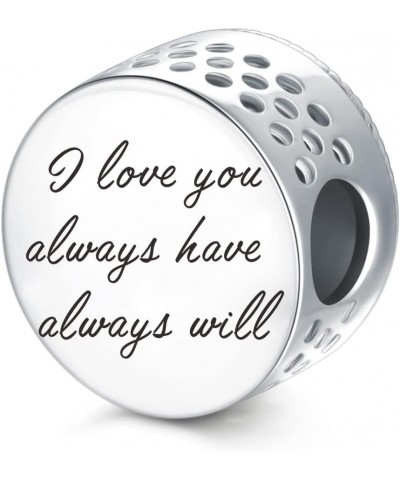 Personalized Photo Charm Fit Snake Bracelet Sterling Silver Customized Picture Round Shape Bead C- i love you always have alw...