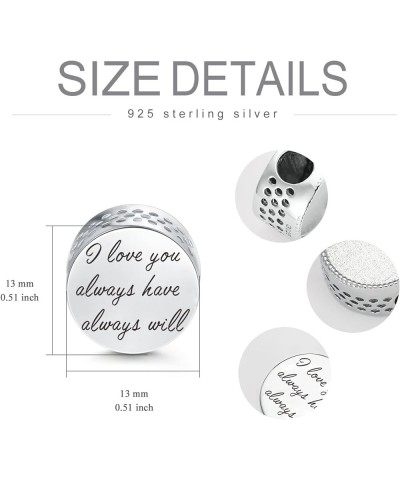 Personalized Photo Charm Fit Snake Bracelet Sterling Silver Customized Picture Round Shape Bead C- i love you always have alw...