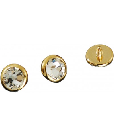 3 Pc 14g 5mm 14K Gold Plated On Surgical Steel W/Clear CZ Flat Dermal Heads Top Body Unique Jewelry Delicate Design Piercing ...