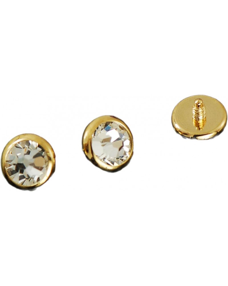 3 Pc 14g 5mm 14K Gold Plated On Surgical Steel W/Clear CZ Flat Dermal Heads Top Body Unique Jewelry Delicate Design Piercing ...