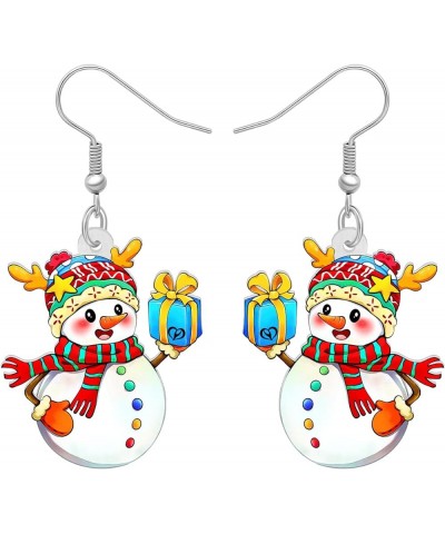 Christmas Gifts for Women Girls Cute Acrylic Snowman Earrings Dangle Novelty Jewelry Festival Charms Party Favors Red White $...