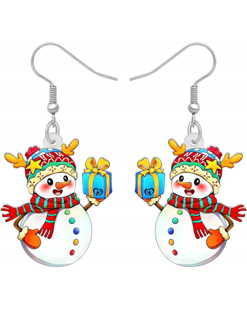 Christmas Gifts for Women Girls Cute Acrylic Snowman Earrings Dangle Novelty Jewelry Festival Charms Party Favors Red White $...