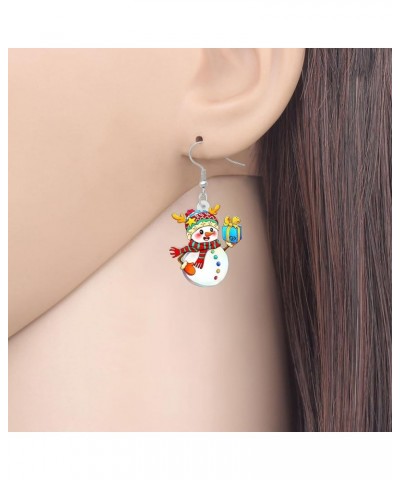 Christmas Gifts for Women Girls Cute Acrylic Snowman Earrings Dangle Novelty Jewelry Festival Charms Party Favors Red White $...