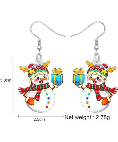 Christmas Gifts for Women Girls Cute Acrylic Snowman Earrings Dangle Novelty Jewelry Festival Charms Party Favors Red White $...