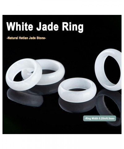 Jade Ring- Natural Green/White Hetian Jade, Green Jade Rings for Women Men, Jade Jewelry Crafts Gifts for Women(Ring Size:5-1...