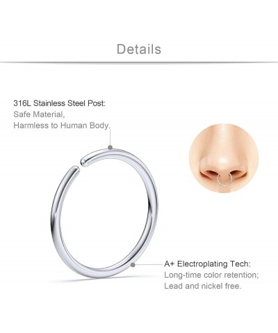 20G Nose Rings Hoop Stainless Steel Bone L Shaped Screw 1.5-3mm CZ Nose Studs Cartilage Tragus Earrings Piercing Ring Hoop Bo...