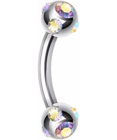 Aurora Gem Ball WildKlass Curved Barbell Eyebrow Ring 16 GA, 10mm, 3mm ball size, Aurora Borealis $8.31 Body Jewelry