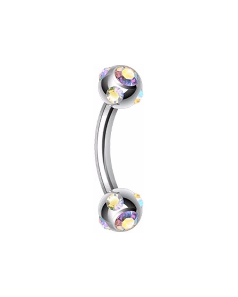 Aurora Gem Ball WildKlass Curved Barbell Eyebrow Ring 16 GA, 10mm, 3mm ball size, Aurora Borealis $8.31 Body Jewelry