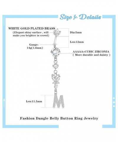 14G Belly Button Rings Dangle For Women With CZ Initials 316L Surgical Steel Rings Body Piercing Jewelry M $9.17 Body Jewelry