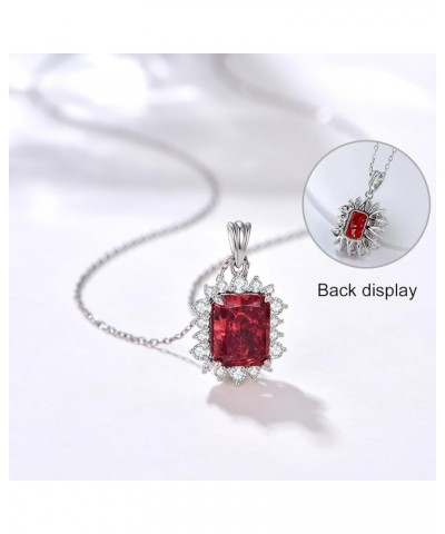 Birthstone Necklace Cubic Zirconia Diamond Necklaces for Women 12 Colors of Birthstones Square Radiant Cutting 925 Sterling S...