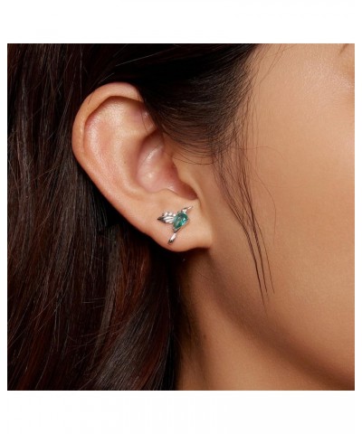 Blue Crystal Bird Stud Earrings for Women Girls 925 Sterling Silver Hypoallergenic Cubic Zirconia Birthstone Cute Flying Anim...