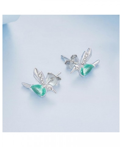 Blue Crystal Bird Stud Earrings for Women Girls 925 Sterling Silver Hypoallergenic Cubic Zirconia Birthstone Cute Flying Anim...