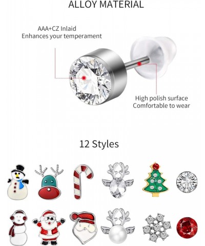 12 Pairs Christmas Stud Earring Drop Dangle Earrings Set $7.37 Earrings